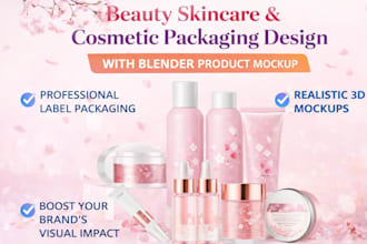do beauty skincare, cosmetic label packaging design with blender product mockup