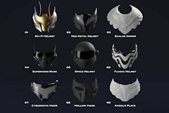 design custom 3d mask, helmet, cosplay armor for 3d printing