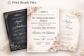 design modern elegant wedding invitation, business cards and posters