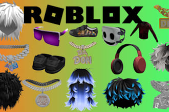 design custom roblox ugc asset, necklace, chain hair, hats, and layered clothing