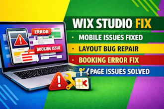 fix wix studio mobile issues, layout bugs, wix page 404 errors, booking issues