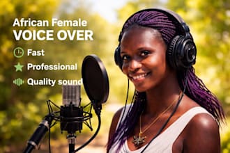 record a professional african female voice over fast