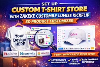 create custom tshirt merch store 3d product customizer zakeke customily lumise