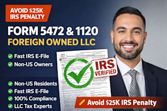 file usa llc tax return, from 5472, 1120 for foreign owned llc as us cpa