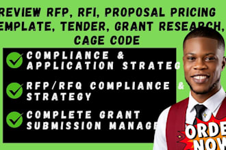 review rfp, rfi, proposal pricing template, tender, grant research, cage code