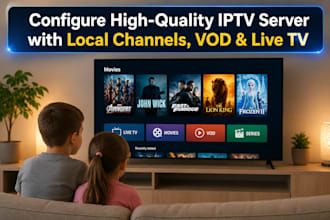 configure high quality server with local channels and vod, movies, with live tv