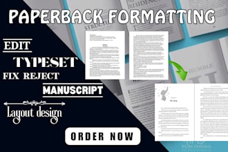 format your manuscript, format your novel, and  paperback formatting KDP books