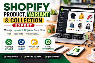 upload products to shopify store, variants and SEO optimization