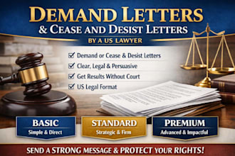 draft a demand letter, cease and desist letter as a US lawyer