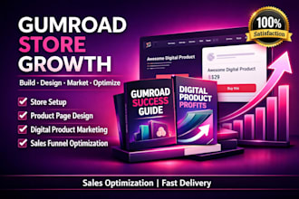 design, market and promote your ebook with gumroad store setup for sales