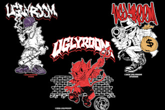 create hardcore graffiti art for streetwear brand