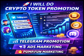 do crypto token promotion, telegram promotion, ads and pump fun marketing