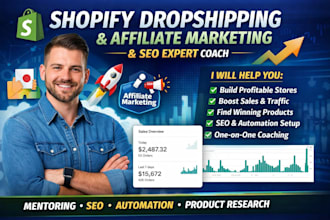 be affiliate marketing shopify dropshipping mentor coach SEO expert shopify n8n