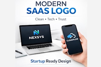 create a clean tech startup logo design for saas and apps