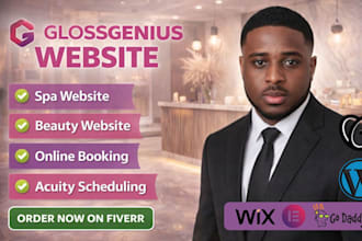 spa website, beauty salon website, acuity scheduling, glossgenius online booking