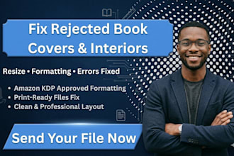 fix margin, resize, edit and fix errors of your rejected book cover and interior