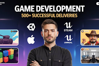 develop 2d and 3d mobile game using unity or unreal engine