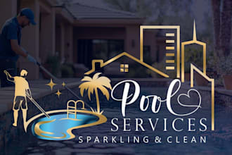 make high quality pool and spa logo with t shirt design