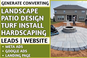 generate landscape , patio design, turf install, hardscaping leads build website