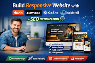 build responsive website via duda simvoly gosite builderall with seo and mobile