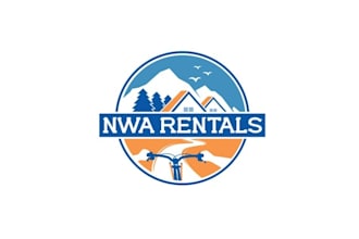 design high resolution mountain bikers logo with rentals