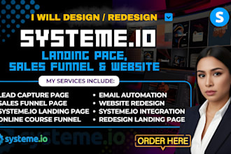 build systeme io landing page, systeme io sales funnel, systemeio website design