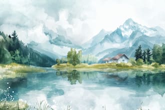 do handmade watercolor painting of house