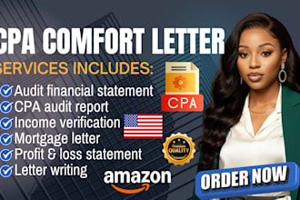 write USA CPA comfort letter, mortgage letter, income verification letter