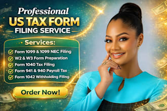 file form 1099, 1099 nec, w2, w3, 1040, 941 and payroll tax efile