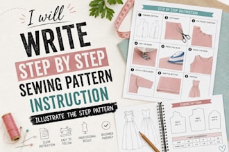 write step by step sewing pattern instruction illustrate the step pattern
