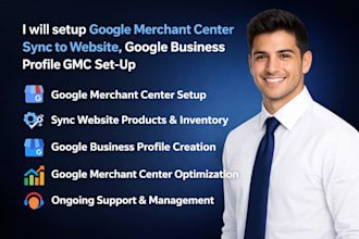 setup google merchant center sync to website , business profile gmc setup