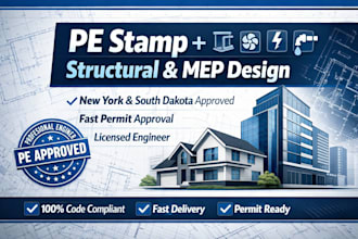 provide structural calculation mep and licensed pe stamp new york south dakota