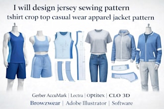 design jersey sewing pattern tshirt crop top casual wear apparel jacket pattern