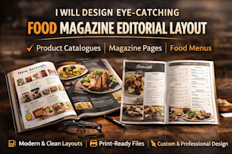 design food menu magazine layout and  product catalog professionally