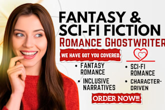 ghostwrite your sci fi or fantasy romance ebook, fae, vampire, shifter story