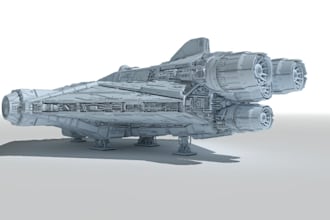 sculpt 3d printable spaceship stl, 3d starship miniature model, 3d freighter