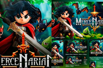 design steam capsule game cover art, steam header capsule artwork, game cover