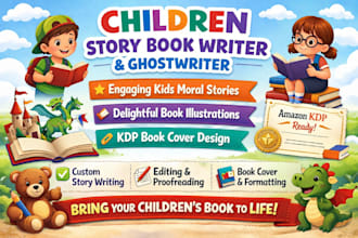 children story book writer, children book illustration, kids book ghostwriter