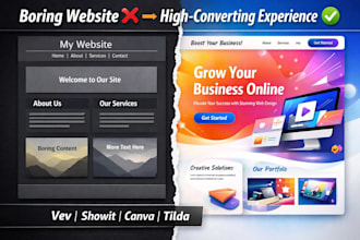 design high converting interactive vev showit canva tilda website for your brand