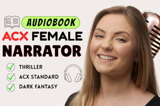 record thriller acx and audible human voice over and female audiobook narrator