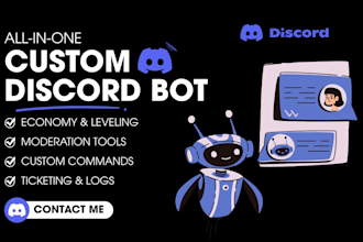 build an all in one custom discord bot, economy branded discord bot development