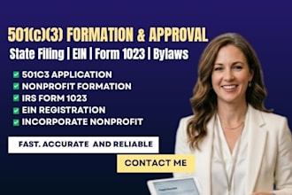 incorporate your nonprofit, secure ein, file form 1023, and guarantee 501c3 irs