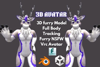custom furry avatar anime nsfw vrchat furry avatar vtuber 3d model for pc quest