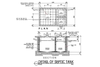 do septic system and water tank design, drainage with site plans