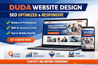 design a professional duda website for agency or  business growth with seo