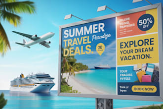 do summer beach cruise holiday flyer, tour travel billboard design