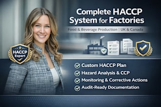 create haccp plan and food safety documentation for UK and canada factories