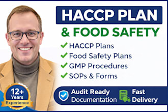 create haccp and food safety plans, gmp procedures, and record keeping forms