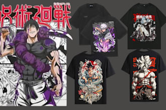 create custom anime t shirt designs, merch, streetwear brands for manufacturing