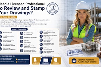 design civil and licensed engineer pe stamp in alabama , colorado and  arizona